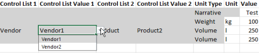 The Control List Value column drop-down menu is selected to display options.